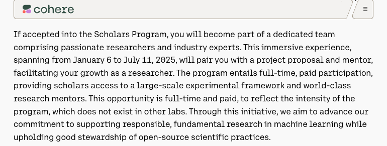 Cohere Research Scholars